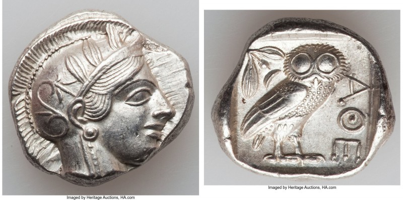 ATTICA. Athens. Ca. 440-404 BC. AR tetradrachm (25mm, 17.18 gm, 1h). AU. Mid-mas...