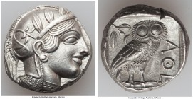 ATTICA. Athens. Ca. 440-404 BC. AR tetradrachm (23mm, 17.04 gm, 11h). Choice XF, edge cut. Mid-mass coinage issue. Head of Athena right, wearing crest...