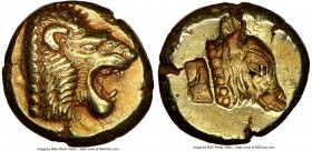 LESBOS. Mytilene. Ca. 521-478 BC. EL sixth-stater or hecte (10mm, 2.57 gm, 6h). NGC AU 5/5 - 3/5, brushed. Head of roaring lion right, wearing beaded ...