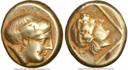 LESBOS. Mytilene. Ca. 412-378 BC. EL sixth-stater or hecte (11mm, 2.50 gm, 11h). NGC VF 5/5 - 4/5, brushed. Head of Io right, wearing horned stephane ...