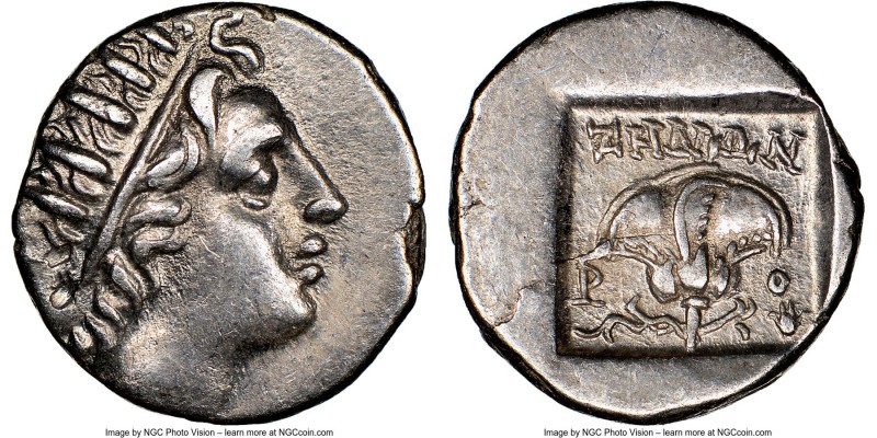 CARIAN ISLANDS. Rhodes. Ca. 88-84 BC. AR drachm (14mm, 12h). NGC AU. Plinthophor...