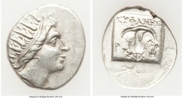 CARIAN ISLANDS. Rhodes. Ca. 88-84 BC. AR drachm (15mm, 2.32 gm, 12h). Choice VF. Plinthophoric standard, Euphanes, magistrate. Radiate head of Helios ...