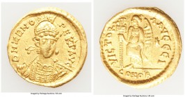 Zeno, Eastern Roman Empire (AD 474-491). AV solidus (19mm, 3.46 gm, 6h). VF. Constantinople, 10th officina, second reign, AD 476-491. D N ZENO-PERP AV...