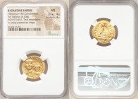 Heraclius (AD 610-641), and Heraclius Constantine. AV solidus (20mm, 4.53 gm, 7h). NGC MS 4/5 - 4/5. Constantinople, 9th officina, ca. AD 616-625. dd ...