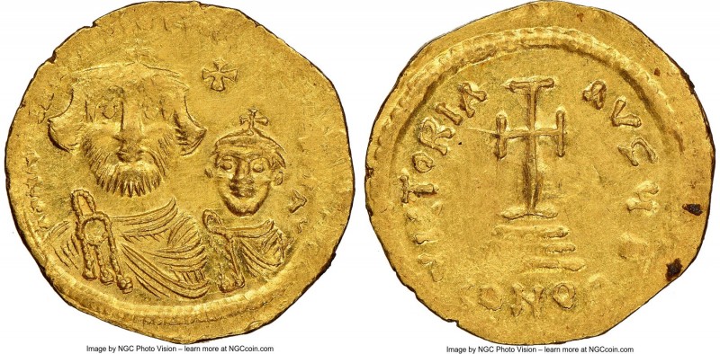 Heraclius (AD 610-641), and Heraclius Constantine. AV solidus (20mm, 4.41 gm, 6h...