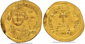 Heraclius (AD 610-641), and Heraclius Constantine. AV solidus (21mm, 4.45 gm, 6h). NGC Choice AU 2/5 - 2/5, edge bend, brushed. Constantinople, 5th of...