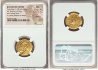 Constans II Pogonatus (AD 641-668). AV solidus (20mm, 4.37 gm, 6h). NGC MS 4/5 - 3/5, clipped. Constantinople, 8th officina. d N CONStAN-tINЧS P P AV,...