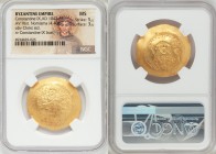 Constantine IX Monomachus (AD 1042-1055). AV histamenon nomisma (31mm, 4.40 gm, 6h). NGC MS 5/5 - 3/5. Constantinople. + IhS XIS RЄX-RЄGNANTIhm, Chris...