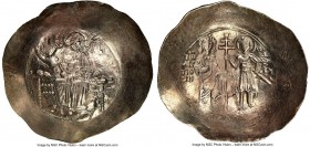 John II Comnenus (AD 1118-1143). EL aspron trachy (33mm, 4.11 gm, 6h). NGC MS 4/5 - 4/5, die shift. Constantinople. IC-XC (barred), Christ seated faci...