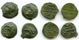 ANCIENT LOTS. Greek. Cimmerian Bosporus. Panticapaeum. Ca. 304-250 BC. Lot of (4) four AE15. VF-Choice VF. Head of young Pan left, crowned with ivy / ...