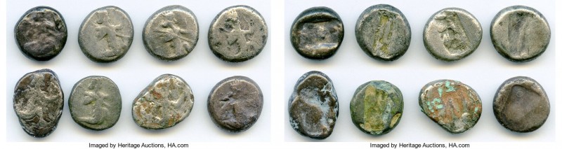 ANCIENT LOTS. Greek. Achaemenid Persia. Ca. 485-420 BC. Lot of eight (8) AR sigl...
