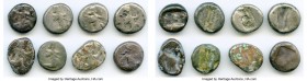 ANCIENT LOTS. Greek. Achaemenid Persia. Ca. 485-420 BC. Lot of eight (8) AR sigloi. VG-Fine, countermark. Includes: (8) AR siglos, Persian king or her...
