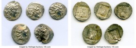 ANCIENT LOTS. Greek. Lycian League. Ca. 48-20 BC. Lot of five (5) AR hemidrachms. VF-XF. Includes: Five (5) AR hemidrachms - Laureate head of Apollo r...