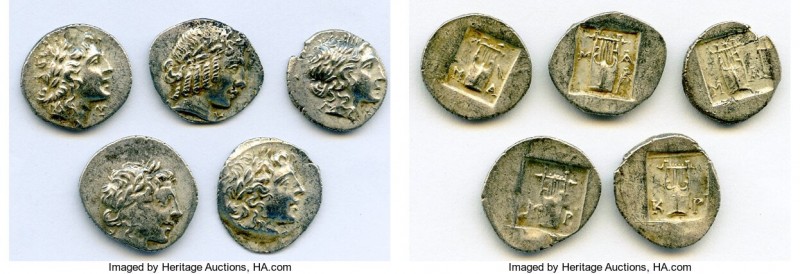 ANCIENT LOTS. Greek. Lycian League. Ca. 48-20 BC. Lot of five (5) AR hemidrachms...