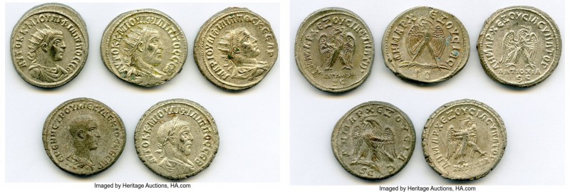 ANCIENT LOTS. Roman Provincial. AD 3rd century. Lot of five (5) BI tetradrachms....