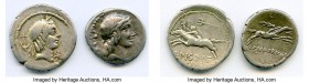 ANCIENT LOTS. Roman Republican. Ca. early 1st century BC. Lot of two (2) AR denarii. Fine. Includes: different types of L. Calpurnius Piso Frugi and C...