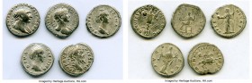 ANCIENT LOTS. Roman Imperial. Lot of five (5) AR denarii. About VF-VF. Includes: Five Roman Imperial denarii, various emperors and empresses with diff...