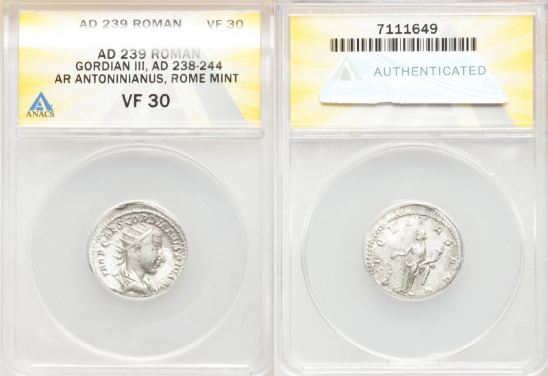 ANCIENT LOTS. Roman Imperial. Gordian III (AD 238-244). Lot of ten (10) AR anton...