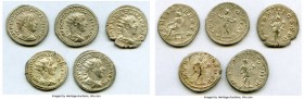 ANCIENT LOTS. Roman Imperial. AD 3rd century. Lot of five (5) AR antoniniani. XF-Choice XF. Includes: AR antoniniani (5), various rulers. Total five (...