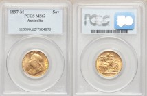 Victoria gold Sovereign 1897-M MS62 PCGS, Melbourne mint, KM13. AGW 0.2355 oz. 

HID09801242017

© 2020 Heritage Auctions | All Rights Reserved