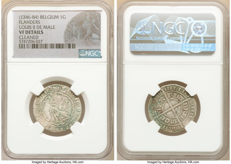 Flanders. Louis II de Male Gros ND (1346-1384) VF Details (Cleaned) NGC, Boudeau...