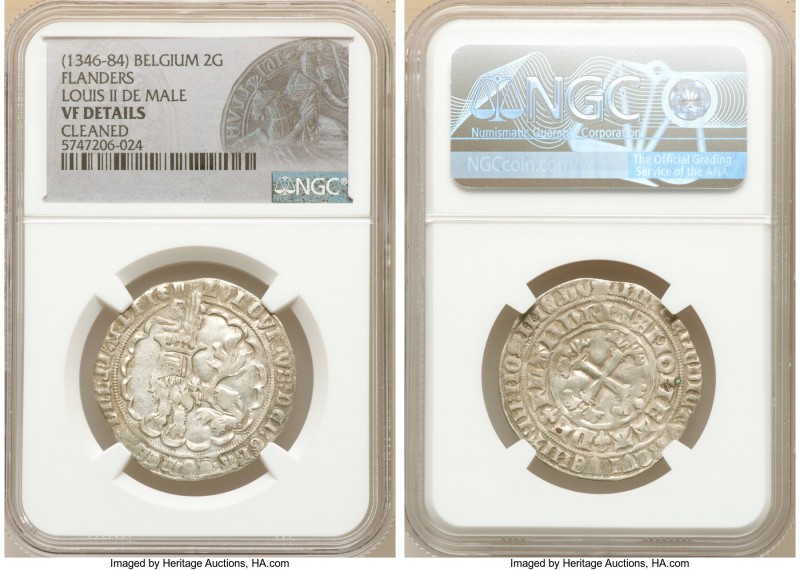 Flanders. Louis II De Male Double Gros (Botdraeger) ND (1346-1384) VF Details (C...