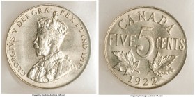 6-Piece Lot of Certified 5 Cents ICCS, 1) George V 5 Cents 1922 - MS64, Ottawa mint, KM29 2) George V 5 Cents 1922 - MS63, Ottawa mint, KM29 3) George...
