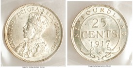 George V 3-Piece Lot of Certified Assorted Minors ICCS, 1) Newfoundland 25 Cents 1917-C - AU58, KM17 2) Newfoundland 50 Cents 1919-C - XF40, KM12 3) 5...