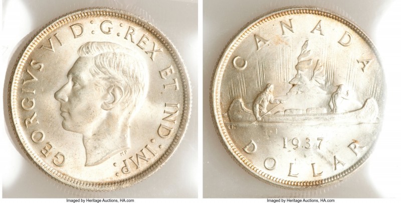 George VI Dollar 1937 MS65 ICCS, Royal Canadian mint, KM37. A lustrous and well-...