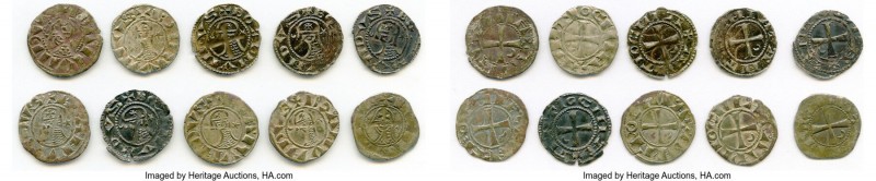 Principality of Antioch 10-Piece Lot of Uncertified Bohemond Era "Helmet" Denier...