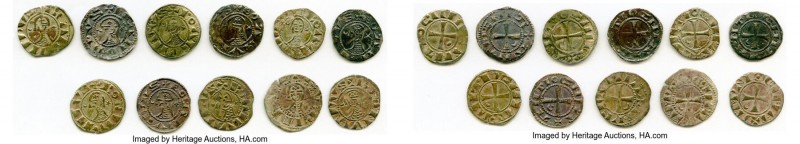 Principality of Antioch 11-Piece Lot of Uncertified Bohemond Era "Helmet" Denier...