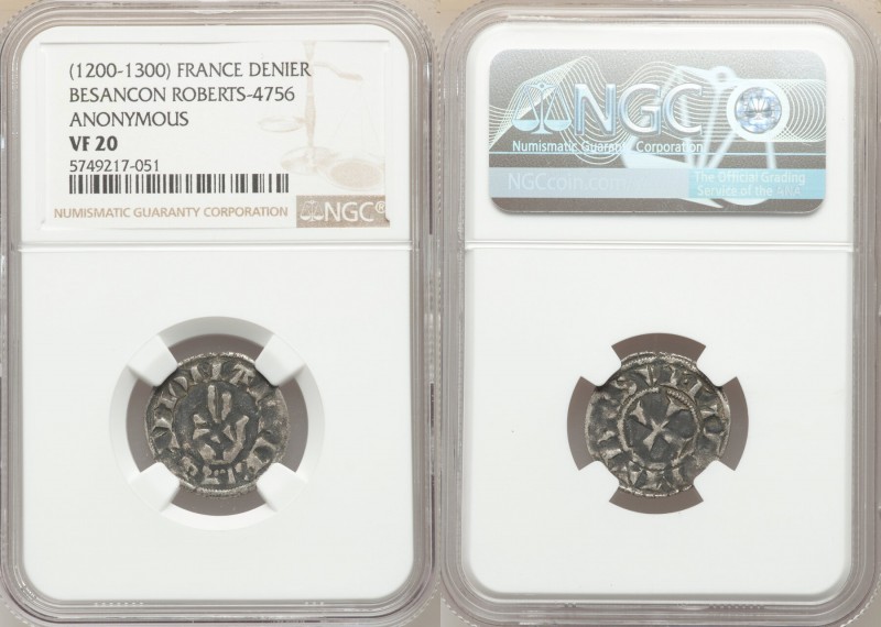 Besançon. Anonymous 5-Piece Lot of Certified Deniers ND (1200-1300) VF20 NGC, Ro...