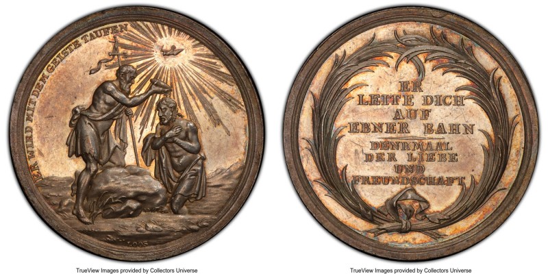Prussia. Friedrich Wilhelm III silver "Baptismal" Medal ND (c. 1800) MS63 PCGS, ...