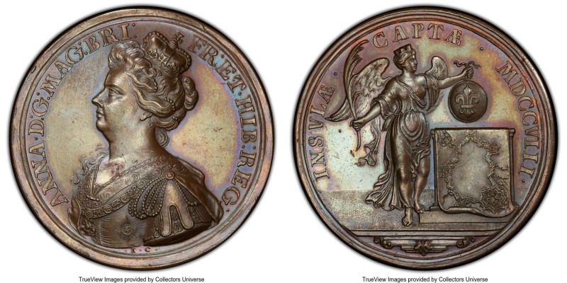 Anne copper "Citidel of Lille Taken" Medal 1708 SP58 PCGS, Eimer-435, MI-338/169...