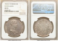 Guadalajara. Ferdinand VII "Royalist" 8 Reales 1822 GA-FS AU55 NGC, Guadalajara mint, KM111.3. Fully struck and displaying attractive violet and rose ...