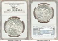 Estados Unidos "Caballito" Peso 1911 MS63 NGC, Mexico City mint, KM453. Long lower left ray on reverse. Conservatively graded, bright white untoned wi...