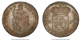 Holland. Provincial 10 Stuivers 1749 MS65 PCGS, KM95. Draped in gray tone with peripheral accents in red and gold. 

HID09801242017

© 2020 Herita...