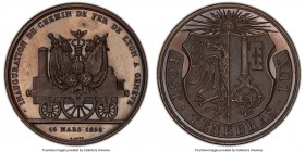 Confederation bronzed Copper Specimen "Inauguration of Geneva-Lyon Railroad" 1858 SP65 PCGS, SM-1566. 47mm. By A. Bovy. INAUGURATION DU CHEMIN DE FER ...