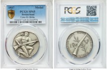 Confederation silver Matte Specimen "Zurich - Uster Shooting Festival" Medal 1937 SP65 PCGS, Richter-1868a. 30mm. By W. Hurlimann and Huguenin. For th...