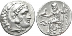 KINGS OF MACEDON. Alexander III 'the Great' (336-323 BC). Drachm. Lampsakos. 

Obv: Head of Herakles right, wearing lion skin.
Rev: AΛEΞANΔPOY. 
Z...
