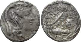 ATTICA. Athens. Tetradrachm (130-129 BC). New Style Coinage. Niketes, Dionysios and Embi-, magistrates. 

Obv: Helmeted head of Athena right.
Rev: ...