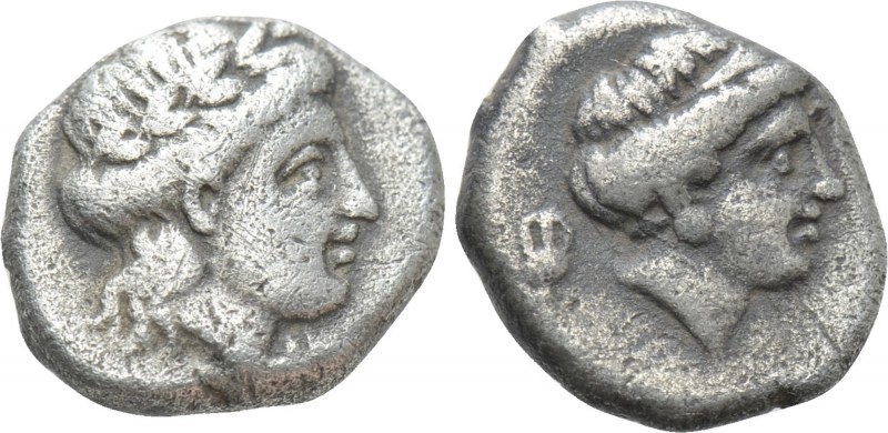 LESBOS. Mytilene. Diobol (Circa 400-350 BC). 

Obv: Laureate head of Apollo ri...