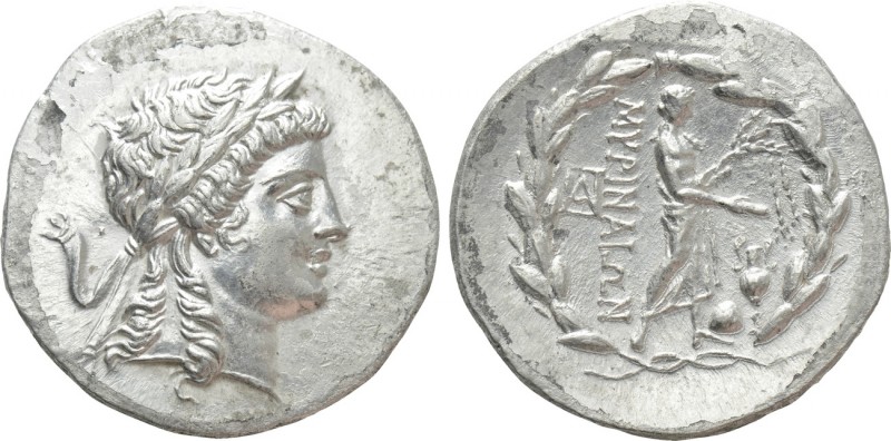 AEOLIS. Myrina. Tetradrachm (Circa 155-145 BC). Stephanophoric type. 

Obv: La...