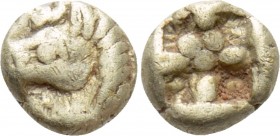 IONIA. Uncertain. EL 1/48 Stater (Circa 600-550 BC). 

Obv: Head of horse left.
Rev: Incuse square punch.

SNG Kayhan I 718. 

Condition: Very ...