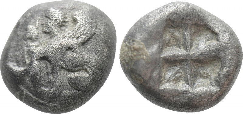 IONIA. Chios. Drachm (Circa 400-380 BC). 

Obv: Sphinx seated left; to left, g...