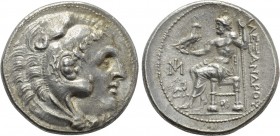 IONIA. Miletos. Tetradrachm (Circa 295-275 BC). In the Name of Alexander III of Macedon.

Obv: Head of Herakles right, wearing lion skin.
Rev: AΛEΞ...