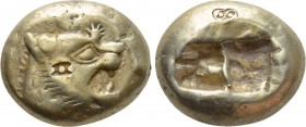 KINGS OF LYDIA. Time of Alyattes to Kroisos (Circa 620/10-550/39 BC). EL Trite or 1/3 Stater. Sardes.

Obv: Head of roaring lion right, with star on...