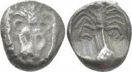 CARIA. Mylasa. Hemiobol (Circa 450-400 BC). 

Obv: Forepart of lion facing.
Rev: Scorpion within incuse square.

SNG Keckman 917; SNG Kayhan I 93...