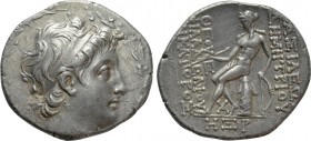 SELEUKID KINGDOM. Demetrios II Nikator (First reign, 146-138 BC). Tetradrachm. Antioch on the Orontes. Dated SE 168 (145/4 BC). 

Obv: Diademed head...