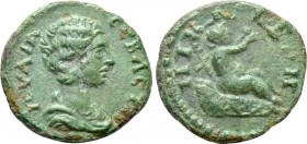BITHYNIA. Nicaea. Julia Domna (Augusta, 193-217). Ae. 

Obv: IOVΛIA CЄBACTH. 
Draped bust right.
Rev: ΝΙΚΑIЄΩΝ. 
Infant Dionysos seated right on ...